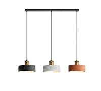 LFsem Industrial Metal Pendant Light,160mm Round Iron Lampshade, Vintage E27 Loft Bar Ceiling Hanging Lamp for Kitchen, Bedroom, Dining and Living Room (Multicolor, 3-Lights Cluster in Line)