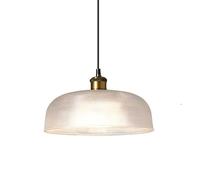 LFsem Industrial Vintage Pendant Light with Round Glass Shade, Antique Brass E27 Loft Ceiling Pendant Light, 1-Light Chandelier for Kitchen Island, Dining Room, Cafe, Bar (Clear, 27cm)