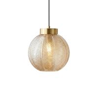 LFsem Modern Lovely Pendant Light with 20cm Amber Spherical Glass Shade & Gold Top,Vintage E27 Loft Bar Ceiling Hanging Lamp for Dining Room Living Room Bedroom