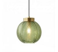 LFsem Modern Lovely Pendant Light with 20cm Green Spherical Glass Shade & Gold Top,Vintage E27 Loft Bar Ceiling Hanging Lamp for Dining Room Living Room Bedroom