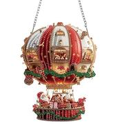 LFSX0828 5D Christmas Diamond Art Hanging Kit for Adult, Acrylic Diamond Painting Window Pendants, Single Sided Home Garden Wall Hanging Kits (Hot air Balloon)