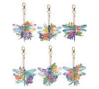 LFSX0828 6 Pcs DIY Diamond Art Keyrings, Double Sided Diamond Painting Keychains Kits for Adults, 5D Full Drill Gem Art Keyrings, Backpack Handbag Ornaments Decoration