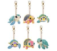 LFSX0828 6 Pcs DIY Diamond Art Keyrings, Double Sided Diamond Painting Keychains Kits for Adults, 5D Full Drill Gem Art Keyrings, Backpack Handbag Ornaments Decoration