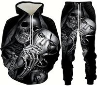 lFTEGUFKXS Halloween Hip-Hop Animal Jogging Suit Men's Tracksuit Sports Suit Leisure Suit Hooded Jacket Jogging Bottoms 2-Piece, S2, XXL