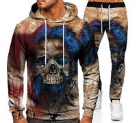 lFTEGUFKXS Men's Skull Jogging Suit, Hip Hop Streetwear, 2-Piece Tracksuit, Hoodie and Jogging Bottoms, Tracksuit, Streetwear4, M