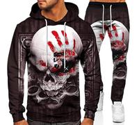 lFTEGUFKXS Men's Skull Jogging Suit, Hip Hop Streetwear, 2-Piece Tracksuit, Hoodie and Jogging Bottoms, Tracksuit, Streetwear7, M