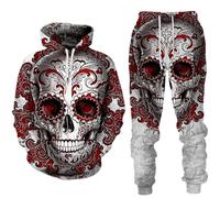 lFTEGUFKXS Men's Skull Jogging Suit Tracksuit Sports Suit Skull Sports Suit Tracksuit, 13, 5XL