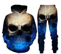 lFTEGUFKXS Men's Skull Tracksuit Men's 3D Skeleton Sweatshirt Sweatpants Skull Jogging Suit Set Hoodie and Trousers, Tracksuit17, M
