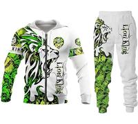 lFTEGUFKXS Men's Suit Lion Wolf 3D Printed Hoodie Trousers Suit Men's Autumn Leisure Tracksuit Animals, S4, 4XL