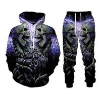 lFTEGUFKXS Skull Sports Suit, Gothic Tracksuit Set, Men's Jogging Suit, Hoodie and Trousers Set, Joggersuit4, XL