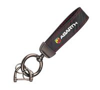 LFUPING Car Keyring for Abarth 595 2012-2016, Leather Keychain Strap with Anti-lost D-Ring,Leather Car Key chain for Men and Women Car Accessories,-L