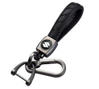 LFUPING Car Keyring for Suzuki Swift 2012-2022 2023 2024, Leather Keychain Strap with Anti-lost D-Ring,Leather Car Key chain for Men and Women Car Accessories,L-Bla-ck