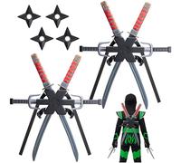 LFUTARI 2 Set 14 Pcs Halloween Backpack Weapon Toy Set, Backpack Sword Weapon Cosplay with Sais and Dart, Warrior Sword Costume Accessories for Halloween Role Play Party Pretend Battle Photo Props