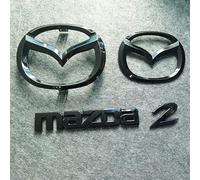 LFWCZS Front Rear Emblem Replacement Kit for Mazda 2 2010 2011 2012 2013 2014,Black Grille Tailgate Trunk Letters Badge Logo Sticker Decal ABS Car Exterior Tuning Accessories,just rear logo