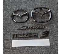 LFWCZS Front Rear Emblem Replacement Kit for Mazda 3 Sedan 2011 2012 2013,Black Grille Tailgate Trunk Letters Badge Logo Sticker Decal ABS Car Exterior Tuning Accessories,just front logo