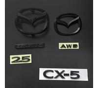 LFWCZS Front Rear Emblem Replacement Kit for Mazda CX-5 2021 2022 2023 2024 2025(Not fit Hybrid),Black Grille Tailgate Trunk Letters Badge Logo Sticker Decal ABS Car Exterior Tuning Accessories
