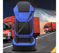 LFXLDS Truck Seat Covers for DAF LF CF XF XG XG+,Black/Red/Brown/Blue Seat Full Covers Wear-Resistant Mesh Leather Driver Co-driver for Summer Winter Truck Interior Accessory,Version 1-Blue