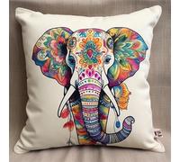 Lfynior Cross Stitch Cushion Cover Elephant Tapestry Cushion kit 45X45cm Needlepoint Craft Set Cushion Kit pre Printed Handmade Cushion Cover Kit Stitched Cushion Kit Decorative for Adults Beginners