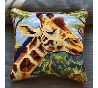 Lfynior Cross Stitch Cushion Cover Giraffe Tapestry Cushion kit 45X45cm Needlepoint Craft Set Cushion Kit pre Printed Handmade Cushion Cover Kit Stitched Cushion Kit Decorative for Adults Beginners