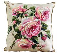 Lfynior Cross Stitch Cushion Cover Rose Tapestry Cushion kit 45X45cm Needlepoint Craft Set Cushion Kit pre Printed Handmade Cushion Cover Kit Stitched Cushion Kit Decorative for Adults Beginners