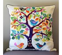 Lfynior Cross Stitch Cushion Cover Tree Tapestry Kit 45X45cm - Needlepoint Craft Set Pre-Printed Handmade Decorative Cushion for Adults Beginners