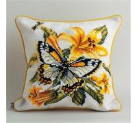 Lfynior Cross Stitch Cushion Kit Butterfly Tapestry Pillow kit 45X45cm DIY Cushion Embroidery Kit Needlepoint Handmade Needlework Cushion Kit Stitched Pillow Cover Kit for Adults Beginners