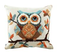 Lfynior Cross Stitch Cushion Kit Owl Tapestry Pillow kit 45X45cm DIY Cushion Embroidery Kit Needlepoint Handmade Needlework Cushion Kit Stitched Pillow Cover Kit for Adults Beginners