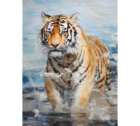 Lfynior Cross Stitch Kits for Adults Advanced 14 Count DIY Embroidery Craft Set Tiger 30cmX40cm Pre Printed Pattern Needlework Handmade Stamped Cloth Easy Counted Home Decor