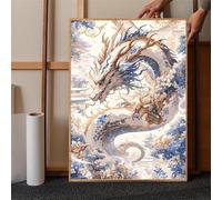 Lfynior Cross Stitch Kits for Adults Dragon 14ct DIY Embroidery kit Needlepoint 40cmX50cm Pre Printed Pattern Needlework kit Handmade Stamped Cloth Easy Counted Home Decor