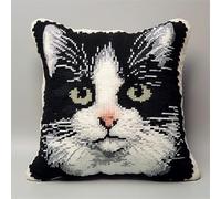 Lfynior Cross Stitch Pillow Kit Cat Tapestry Cushion kit 45X45cm Needlepoint Craft Set Cushion Kit pre Printed Handmade Cushion Cover Kit Stitched Cushion Kit Decorative for Adults Beginners