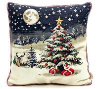 Lfynior Cross Stitch Pillow Kit Christmas Tapestry Cushion kit 45X45cm Needlepoint Craft Set Cushion Kit pre Printed Handmade Cushion Cover Kit Stitched Cushion Kit Decorative for Adults Beginners