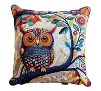Lfynior Cross Stitch Pillow Kit Owl Tapestry Cushion kit 45X45cm Needlepoint Craft Set Cushion Kit pre Printed Handmade Cushion Cover Kit Stitched Cushion Kit Decorative for Adults Beginners