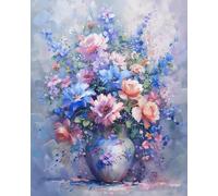 LFYNIORS Cross Stitch Kits for Adults Beginners Flowers in A Vase 14 Count Pre Printed Handmade Embroidery Sewing Set Needlepoint with Accessories Needlework for Home Wall Decoration 30x40cm