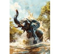 LFYNIORS DIY Bead Cross Stitch Kits Water Elephant Animal Beadwork Craft Kit for Beginners Adults,Handmade Gifts,Starter Embroidery Set for Craft Lovers 40x50cm