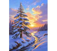 LFYNIORS DIY Bead Cross Stitch Kits Winter Forests Landscape Beaded Cross Stitch Full Embroidery Kit,Colorful Beads Cover The Entire Pattern Home Decor 40x50cm