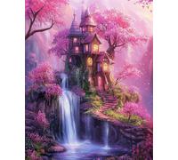 LFYNIORS DIY Bead Embroidery Kits Fairy Tale Cottage Scenery Needlepoint Kit Beaded Cross Stitch Set with Colorful Embroidery Thread and Beads 40x50cm