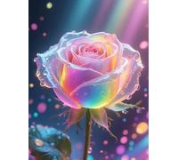 LFYNIORS DIY Beaded Cross Stitch Kits Fantasy Colored Roses Beadwork Craft Kit for Beginners Adults,Handmade Gifts,Starter Embroidery Set for Craft Lovers 40x50cm