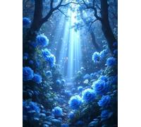 LFYNIORS DIY Beaded Embroidery Kit Forests Blue Rose 11Ct Bead Embroidery Kits Beaded Stamped Cross Stitch Kit with 2Mm Beads for Adults Beginners 40x50cm