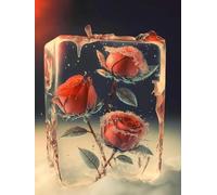 LFYNIORS DIY Beaded Embroidery Kit Red Roses in The Snow Beaded Cross Stitch Full Embroidery Kit，Colorful Beads Cover The Entire Pattern Home Decor 40x50cm