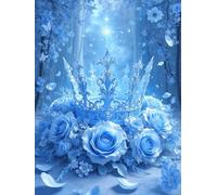 LFYNIORS DIY Beads for Embroidery Fantasy Blue Roses Beaded Cross Stitch Full Embroidery Kit，Colorful Beads Cover The Entire Pattern Home Decor 40x50cm