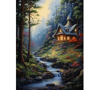LFYNIORS DIY Beads for Embroidery Fantasy Forests Cabin Beaded Cross Stitch Full Embroidery Kit，Colorful Beads Cover The Entire Pattern Home Decor 40x50cm