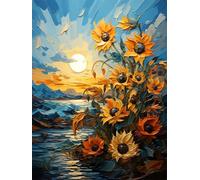 LFYNIORS DIY Beads for Embroidery Sunflower Oil Painting Beaded Cross Stitch Full Embroidery Kit，Colorful Beads Cover The Entire Pattern Home Decor 40x50cm