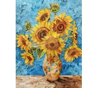 LFYNIORS DIY Beads for Embroidery Sunflowers in A Vase 11Ct Bead Embroidery Kits Beaded Stamped Cross Stitch Kit with 2Mm Beads for Adults Beginners 40x50cm