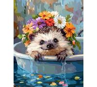 LFYNIORS Stamped Cross Stitch Kits for Beginners Hedgehog 14 Count Fabric Stamped Embroidery Sewing Craft Set Needlework DIY Handmade Needlecrafts with Accessories 40X50cm