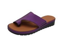 Lfzhjzc Bunion Sandals,Comfort Sandals Bunion Correction,Leather Big Toe Foot Correction Sandal,Women's Sandals (Color : Purple, Size : 8 UK)