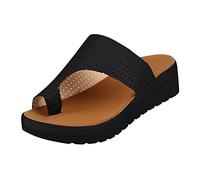 Lfzhjzc Platform Wedge Sandals, Bunion Corrector Sandal, Bunion Corrector, Women's Orthotics Sandals, for Treating Bunion Correct Plantar Fasciitis (Color : Black, Size : 6 UK)