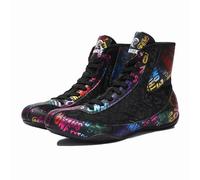 Unisex Boxing Shoes, Pro Wrestling Shoes, Light Weight Breathable Boxing Boots,Kick Fighting Training, Bodybuilding Training, Extra Ankle Support for Boxers (Color : Black, Size : 4.5 UK)