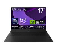 LG 17" gram Pro Laptop, Windows 11 Home, 32GB RAM, Ultra 7 Processor, 31~144Hz, RTX5050, Black 17Z90TRE.AD88A1