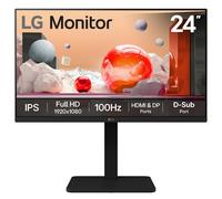 LG Electronics Monitor 24BA450, 24 Inch, FHD 1080p, 100Hz, 5ms Response Time, IPS Panel, HDMI, DisplayPort (Matt Black)
