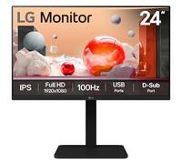 LG Monitor 24BA550 - FHD 1080p IPS 24 inch, 100Hz, 5ms, Office Display, Built-in Power and Speakers, USB Hub, D-Sub, HDMI, DisplayPort, Matte Black